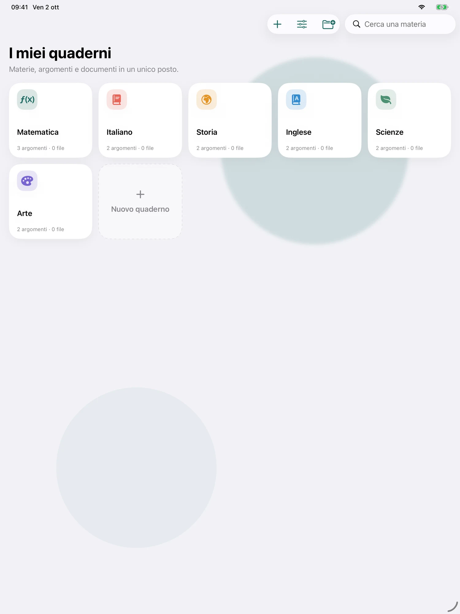 fileplus.: quaderni scolastici organizzati per materia su iPad